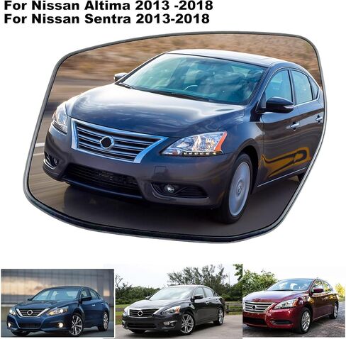 Left Driver Side Heated Convex Mirror Glass with Backing Plate Replacement for Nissan Altima Sentra 2013-2018 Fits 963653TH2A in Kuwait
