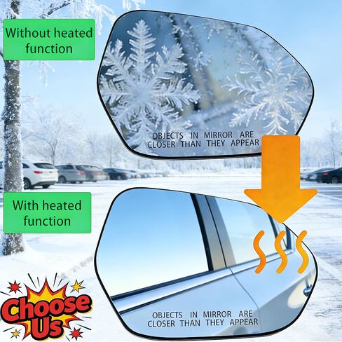 Passenger Side Heated Mirror Replacement Glass for Toyota Camry 2018-2024,Right Power Heated Convex Mirror Glass 8791006840, TO1321368 in Kuwait