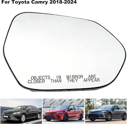 Passenger Side Heated Mirror Replacement Glass for Toyota Camry 2018-2024,Right Power Heated Convex Mirror Glass 8791006840, TO1321368 in Kuwait