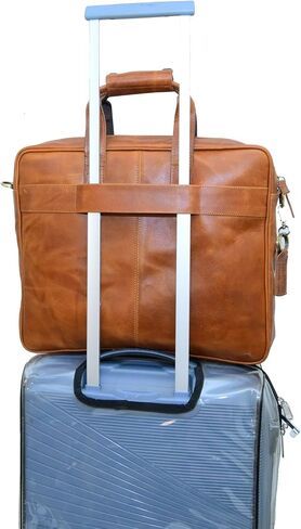 THE M&G BAGS Genuine Leather Messenger Bag for Men, Handmade Laptop Shoulder Bags with Zipper, Multiple Compartments Adjustable Strap, Crossbody Briefcase for Office College Travel -16 IN, Brown in Saudi Arabia