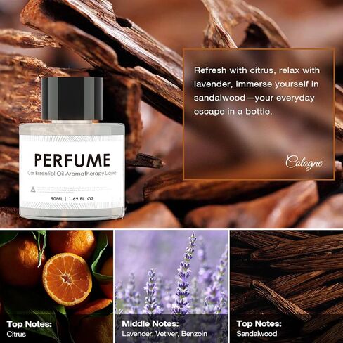 إعادة تعبئة معطر هواء السيارة الذكية - كولونيا - إعادة تعبئة العطور المخصصة، إعادة تعبئة موزع روائح السيارة سعة 50 مل، استبدال رائحة طويلة الأمد لموزع الروائح المحمول، تتوفر روائح متنوعة in Kuwait