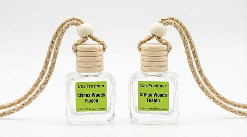 معطر هواء للسيارة من خشب الماهوجني، موزع زجاجات زجاجية معلقة مع غطاء من الخشب الطبيعي، عطر تلقائي خشبي دافئ يدوم لمدة 6-8 أسابيع، صنع في كندا، 10 مل in Saudi Arabia