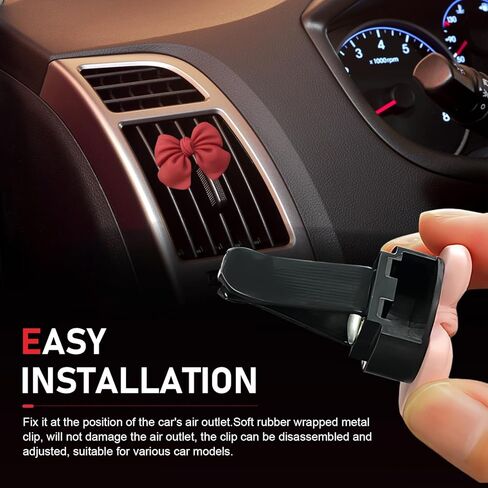4 PCS Car Air Vent Clips, Cute Bowknot Design Car Air Conditioning Vent Decoration Holders, Portable Non-destructive Clip-on Installation Interior Decor, Universal for Cars (Red & Pink) in Saudi Arabia