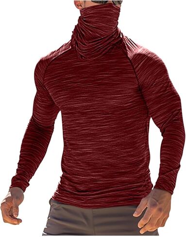 Fishing Shirts for Men with Hood & Face Mask - Mens Long Sleeve Sun Protection Hoodie Slim Fit Compression Muscle Shirt in Saudi Arabia