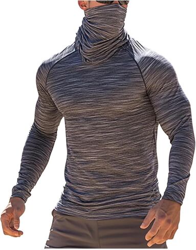 Fishing Shirts for Men with Hood & Face Mask - Mens Long Sleeve Sun Protection Hoodie Slim Fit Compression Muscle Shirt in Saudi Arabia