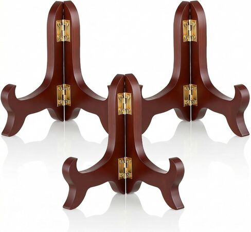 3Pcs Wooden Display Stand Wooden Easel Plate Hold Plate Stands For Display Picture Holder Stand Folding Small Platestand Brown Plates Holders For Decorative Picture Frame Book Dish Artwork in Saudi Arabia