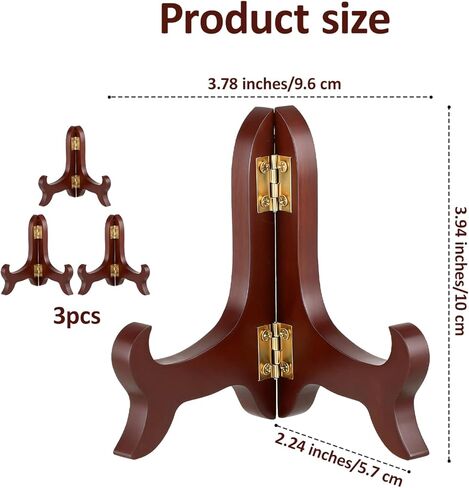 3Pcs Wooden Display Stand Wooden Easel Plate Hold Plate Stands For Display Picture Holder Stand Folding Small Platestand Brown Plates Holders For Decorative Picture Frame Book Dish Artwork in Saudi Arabia