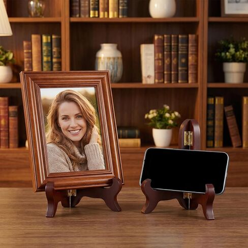 3Pcs Wooden Display Stand Wooden Easel Plate Hold Plate Stands For Display Picture Holder Stand Folding Small Platestand Brown Plates Holders For Decorative Picture Frame Book Dish Artwork in Saudi Arabia