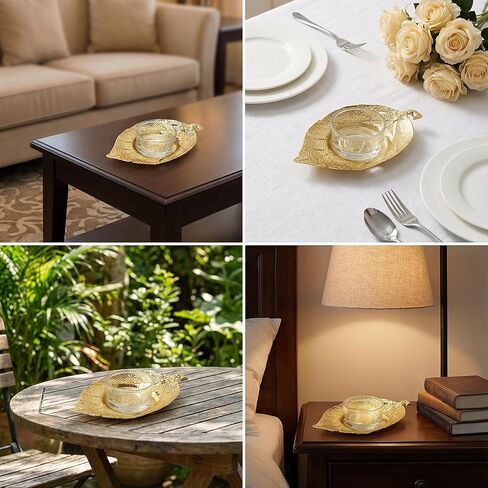 Gold Metal Maple Leaf Votive Candle Holders Elegant Centerpiece Decorations for Home Table and Events in Saudi Arabia