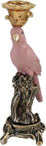 Creative Co-Op Resin Parrot-on-Branch Taper Candle Holder, Antique Gold and Pink Finish in Saudi Arabia