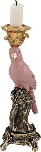 Creative Co-Op Resin Parrot-on-Branch Taper Candle Holder, Antique Gold and Pink Finish in Saudi Arabia