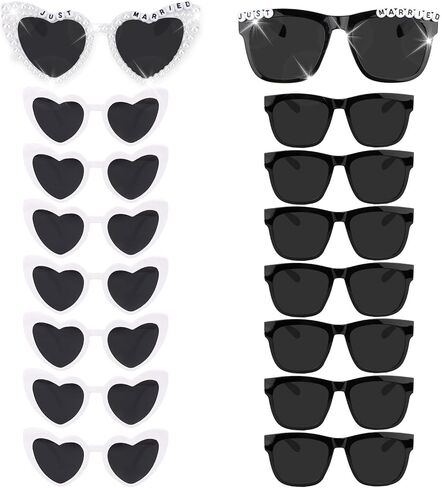 Just Married Decorations, 16 Pairs Bride and Groom Sunglasses Bulk, Wedding Day Accessories Bachelorette Party Favors in Saudi Arabia