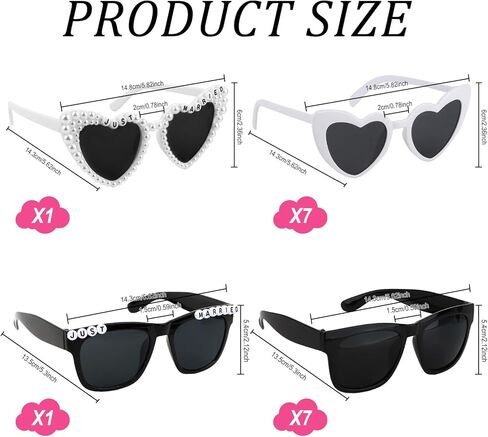 Just Married Decorations, 16 Pairs Bride and Groom Sunglasses Bulk, Wedding Day Accessories Bachelorette Party Favors in Saudi Arabia