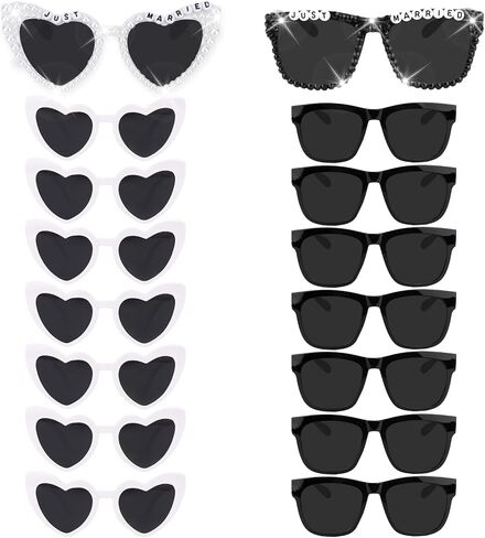 Just Married Decorations, 16 Pairs Bride and Groom Sunglasses Bulk, Wedding Day Accessories Bachelorette Party Favors in Saudi Arabia