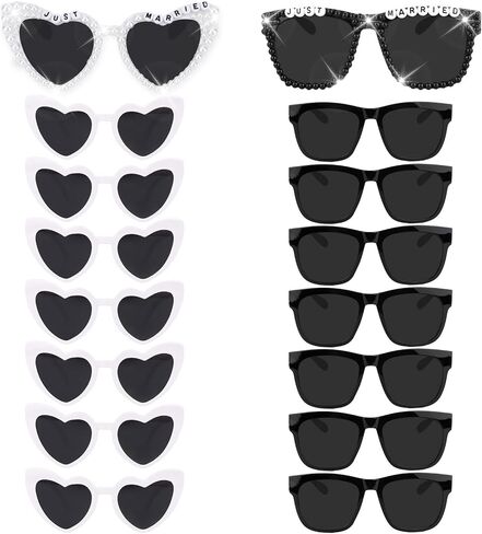 Just Married Decorations, 16 Pairs Bride and Groom Sunglasses Bulk, Wedding Day Accessories Bachelorette Party Favors in Saudi Arabia
