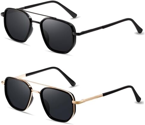 (2 PACK) Polarized Aviator Sunglasses for Women Men Square Frame Sun Glasses for Driving Traveling UV Protection in Saudi Arabia