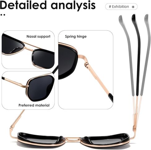 (2 PACK) Polarized Aviator Sunglasses for Women Men Square Frame Sun Glasses for Driving Traveling UV Protection in Saudi Arabia