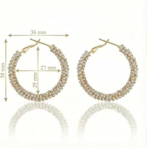 أقراط دائرية كبيرة من الذهب الأنيق بالكامل CZ، مجوهرات عصرية للنساء، أقراط دائرية لامعة فاخرة، مجوهرات راقية للولائم/الحفلات، إكسسوار أزياء متعدد الاستخدامات للاستخدام اليومي/المواعدة in Kuwait