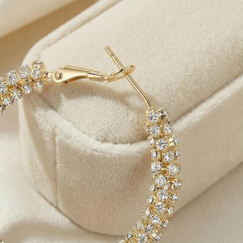 أقراط دائرية كبيرة من الذهب الأنيق بالكامل CZ، مجوهرات عصرية للنساء، أقراط دائرية لامعة فاخرة، مجوهرات راقية للولائم/الحفلات، إكسسوار أزياء متعدد الاستخدامات للاستخدام اليومي/المواعدة in Kuwait