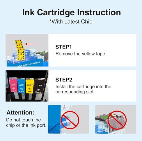 Starink LC501 Ink Cartridges 4 Pack, Replacement for Brother LC501 LC501XL Series LC501 Ink, Works with Brother Work Smart MFC-J1360DW MFCJ1360DW MFC-J1260DW MFC-J1410DW Printers & MFC-J1360DW Ink in Kuwait
