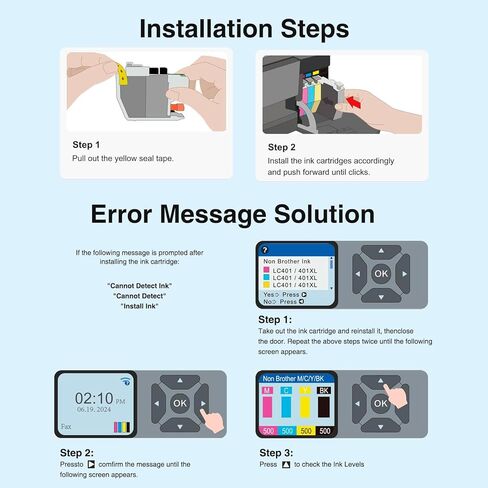 Starink LC501 Ink Cartridges 4 Pack, Replacement for Brother LC501 LC501XL Series LC501 Ink, Works with Brother Work Smart MFC-J1360DW MFCJ1360DW MFC-J1260DW MFC-J1410DW Printers & MFC-J1360DW Ink in Kuwait