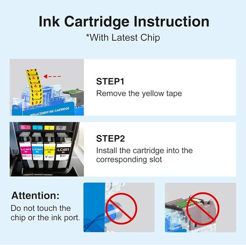 Starink LC401XL Ink Cartridges for Brother Printer High Yield 5 Pack, Compatible Replacement for Brother LC401 Ink Cartridges for Brother MFC-J1010DW MFC-J1170DW MFC-J1012DW MFC-J1800DW in Kuwait