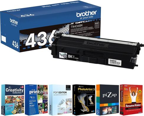 خرطوشة حبر سوداء أصلية TN436BK عالية الإنتاجية من Brother، تصل إلى 6500 صفحة، لـ HL-L8360CDW، HL-L8360CDWT، سلسلة MFC-L8900CDW، HL-L9310CDW والمزيد، مع بطاقة التنزيل الرقمية لأساسيات الطابعة in Saudi Arabia