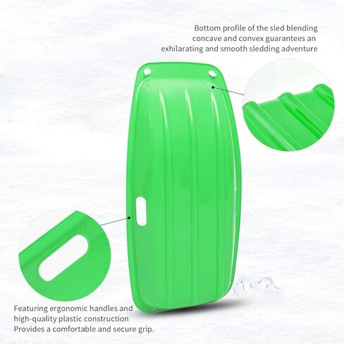 3PCS Kids' Snow Sled - Durable Lightweight Design for Winter Fun, Easy-to-Steer Sledge with Comfortable Seat, Perfect for Snowy Adventures in Saudi Arabia