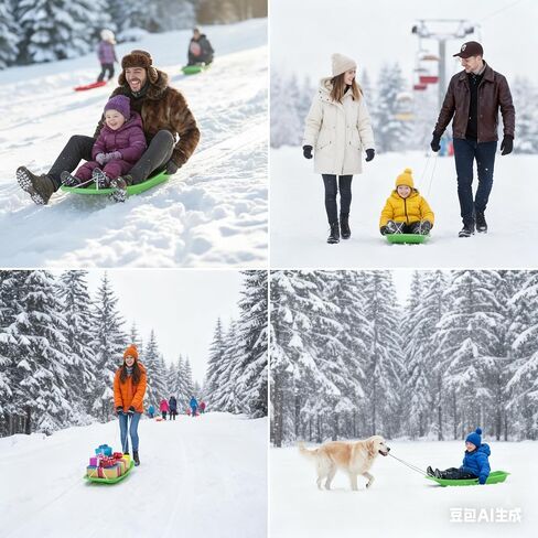 3PCS Kids' Snow Sled - Durable Lightweight Design for Winter Fun, Easy-to-Steer Sledge with Comfortable Seat, Perfect for Snowy Adventures in Saudi Arabia