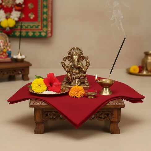 Satvik 1.25 Meter Red Cloth for Pooja, Lal Kapda for Puja, Aasan Devi Vishnu Satyanarayan Kathaa Ganapti Bhappa Bhagwan Sthapana Navratri Pujan Fabric Vastra Hawan Anushthan Diwali Puja (RED) in Saudi Arabia