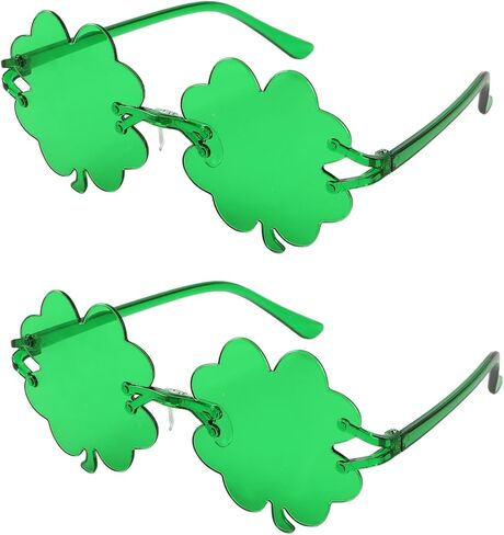 نظارات سانت باتريك النهارية نظارات شمسية أيرلندية بأربع أوراق البرسيم - زوجان من النظارات الشمسية بأربع أوراق البرسيم، نظارات زي شامروك ليبرشاون الخضراء، مستلزمات حفلات عيد القديس باتريك in Kuwait