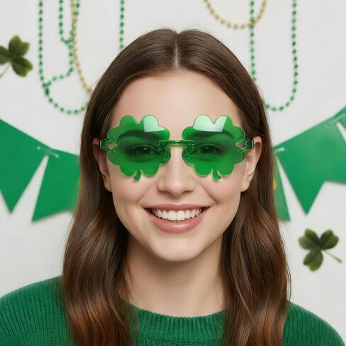 نظارات سانت باتريك النهارية نظارات شمسية أيرلندية بأربع أوراق البرسيم - زوجان من النظارات الشمسية بأربع أوراق البرسيم، نظارات زي شامروك ليبرشاون الخضراء، مستلزمات حفلات عيد القديس باتريك in Kuwait