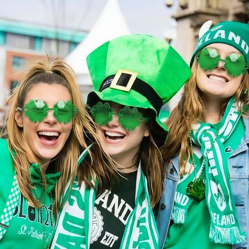 نظارات سانت باتريك النهارية نظارات شمسية أيرلندية بأربع أوراق البرسيم - زوجان من النظارات الشمسية بأربع أوراق البرسيم، نظارات زي شامروك ليبرشاون الخضراء، مستلزمات حفلات عيد القديس باتريك in Kuwait