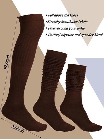 Bencailor 6 Pairs Women Slouch Socks Cotton Scrunch Stacked Knee Boot Socks for Women Men 80s 90s (5-10,Cozy Colors) in Saudi Arabia