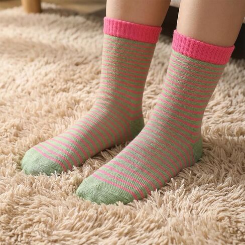 5Pair Colorful Striped Socks, Athletics Crew Socks for Women One Size Ankle CottonSock Retro Style Striped Sock Vintage Crew Sock for Women in Saudi Arabia