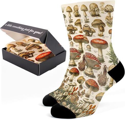 Mushroom Print Sock for Men Women, Funny Novelty Gifts for Mushroom Lover in Saudi Arabia