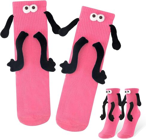 1 Pair Funny Magnetic Holding Hands Socks, Funny Women Men Magnetic Holding Hands Novelty Socks for Couples Friends in Saudi Arabia