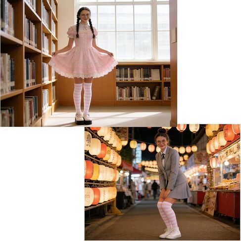 Pink Striped Thigh High Socks with Cat Paw Print, Kawaii Over Knee Stockings for Women & Girls, Soft Cotton Anime Inspired Cosplay & Daily Wear Socks in Saudi Arabia