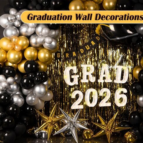 ديكورات التخرج 2026، 8 قطع سرادق تضيء حرف Grad 2026، قطع مركزية للتخرج للطاولة، فئة 2026 ديكورات للمدرسة الثانوية الجامعية، ديكور حفلات التخرج المضاء in Kuwait