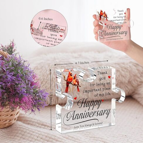 Happy Anniversary Cardinal Gifts for Women Men Best Wedding Aniversario Gifts for Wife Husband Romantic Keepsake for Her Him Puzzle Piece Gift in Kuwait