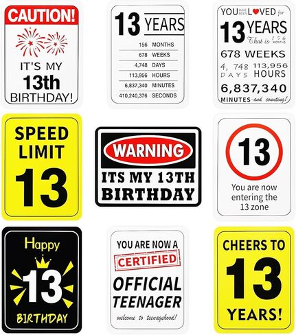 13th Birthday Decorations - 9 PCS Official Teenager Decoration for Boys Girls Funny 13 Year Old Birthday Gifts for Son Daughter Nephew Niece Bruh I'm 13 Photobooth Props Cheer to 13 Party Favor Supplies for Him Her in Saudi Arabia