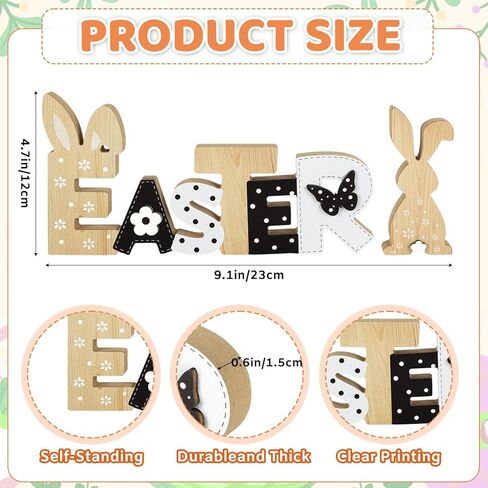 Easter Decorations for Home Wooden Bunny Tabletop Decor Rustic Easter Wooden Table Signs for Tiered Tray Mantle Shelf Office Indoor Spring Holiday in Saudi Arabia