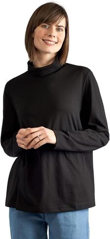 Women’s Relaxed Fit Long Sleeve Turtleneck Top – Soft Cotton Blend, Comfortable Layering Shirt in Kuwait