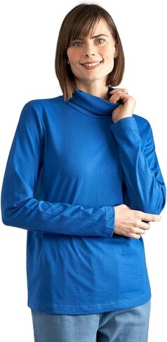 Women’s Relaxed Fit Long Sleeve Turtleneck Top – Soft Cotton Blend, Comfortable Layering Shirt in Saudi Arabia