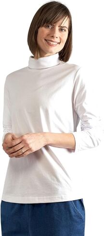 Women’s Relaxed Fit Long Sleeve Turtleneck Top – Soft Cotton Blend, Comfortable Layering Shirt in Saudi Arabia