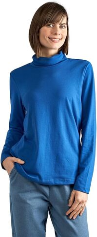 Women’s Relaxed Fit Long Sleeve Turtleneck Top – Soft Cotton Blend, Comfortable Layering Shirt in Saudi Arabia