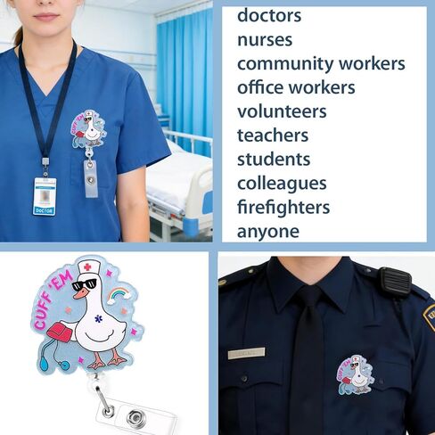 بكرة شارة ممرضة الأوز المضحكة، حامل شارة لطيف مع مشبك قابل للسحب لطبيب طالب التمريض RN LPN CNA، حامل معرف بمشبك التمساح لهدية العمل في مكتب عيادة المستشفى in Kuwait