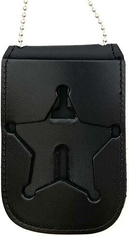 Perfect Fit Shield Wallets Florida Sheriff Five-Point Star or Ohio Sheriff Neck Badge and ID Holder Leather Black (Cutout PF185) in Saudi Arabia