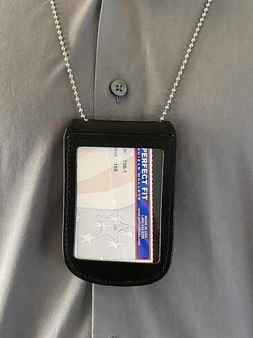 Perfect Fit Shield Wallets Florida Sheriff Five-Point Star or Ohio Sheriff Neck Badge and ID Holder Leather Black (Cutout PF185) in Saudi Arabia