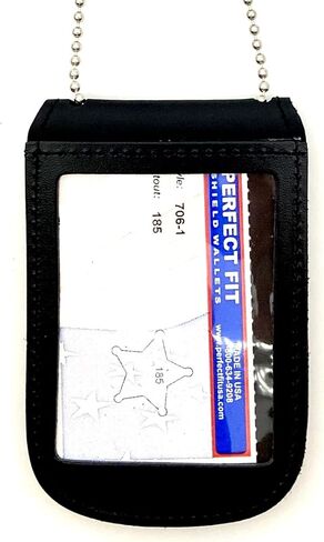 Perfect Fit Shield Wallets Florida Sheriff Five-Point Star or Ohio Sheriff Neck Badge and ID Holder Leather Black (Cutout PF185) in Saudi Arabia